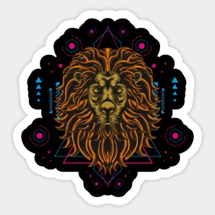 retro lion sacred geometry Sticker